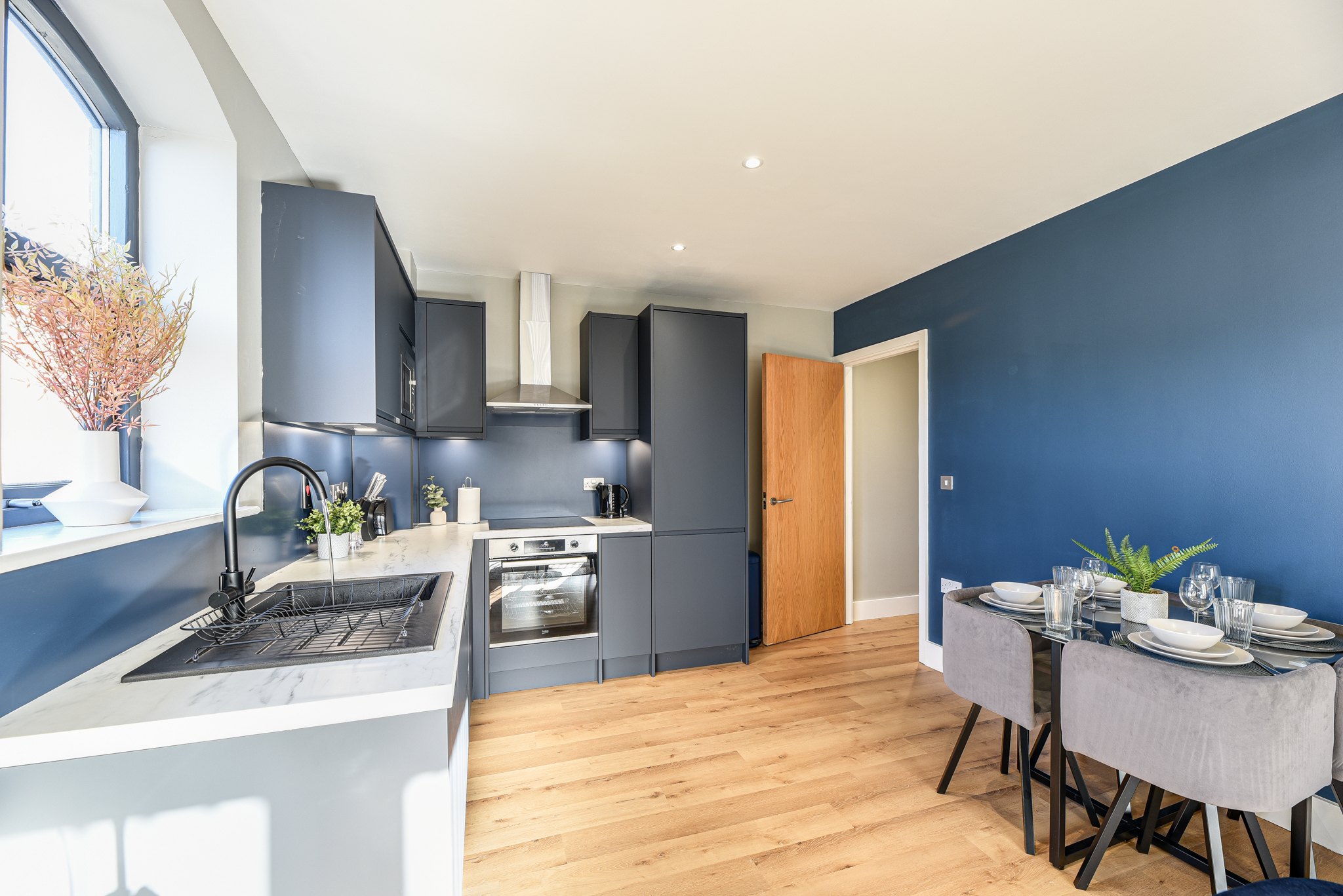 Manchester Piccadilly flat refurbishment by J&H Spaces, fully furnished and short let ready