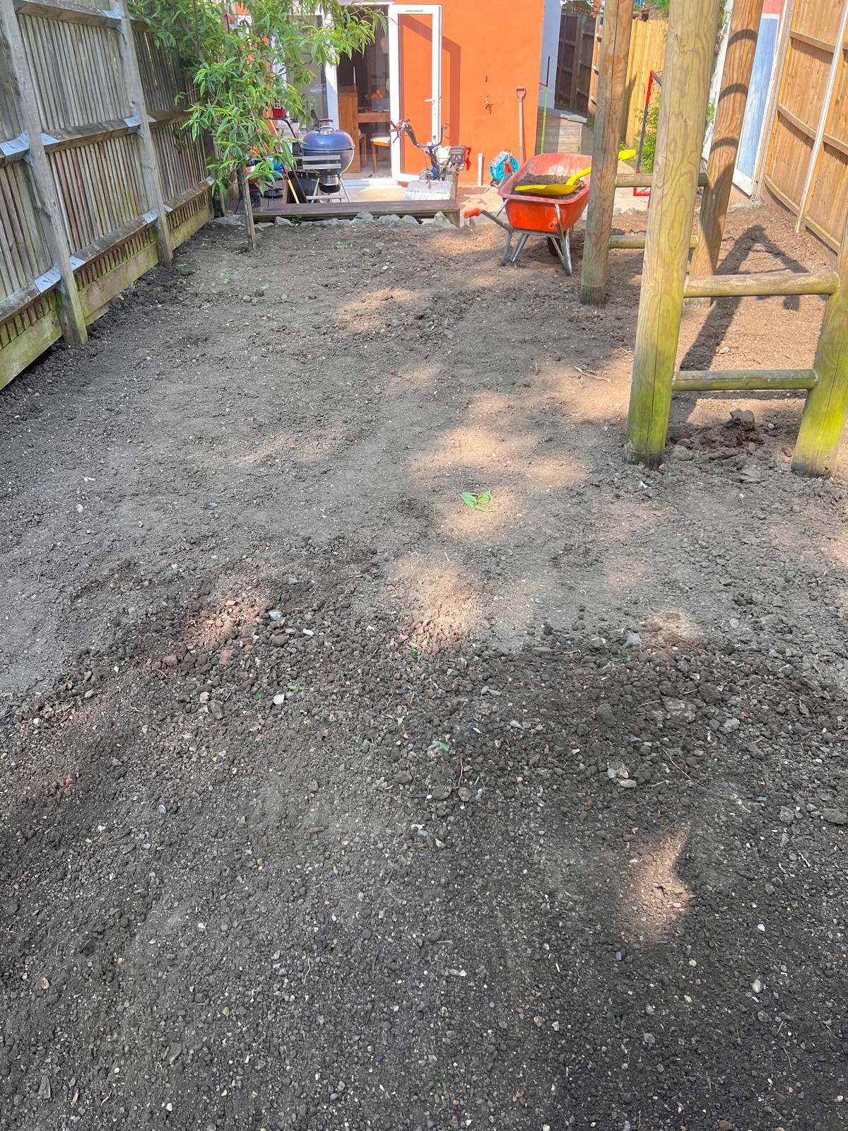 South West London lawn replacement work in progress by J&H Spaces